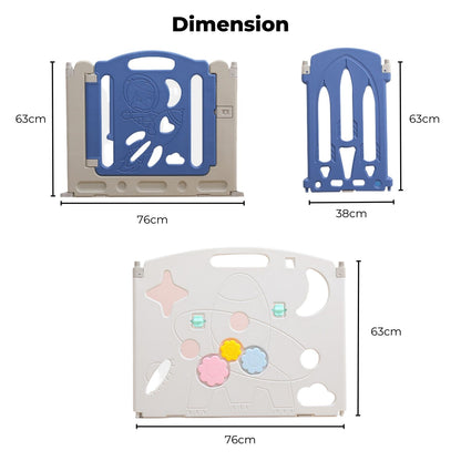 GOMINIMO Foldable Baby Playpen with 22 Panels (White Blue)